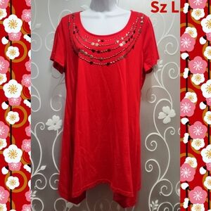 WOMENS RADIANT RED TUNIC TOP SIZE L